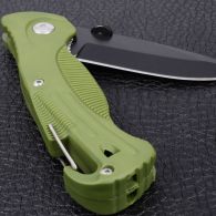 Нож складной Ganzo G611-G + свисток (длина: 19cm, лезвие: 7.5cm), хаки