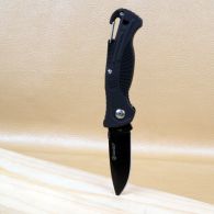 Нож складной Ganzo G611-B + свисток (длина: 19cm, лезвие: 7.5cm), черный