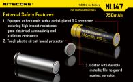 Аккумулятор литиевый Li-Ion 14500 Nitecore NL147 3.7V (750mAh), защищенный