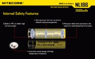 Аккумулятор литиевый Li-Ion 18650 Nitecore NL186 3.7V (2600mAh), защищенный