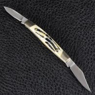 Складной нож TEKUT с двумя лезвиями, рукоятка кость (полная длина 13.6см, длина лезвия 7см)