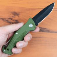 Нож складной Ganzo G611-G + свисток (длина: 19cm, лезвие: 7.5cm), хаки