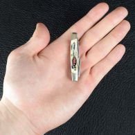 Складной нож TEKUT с двумя лезвиями, рукоятка кость (полная длина 13.6см, длина лезвия 7см)