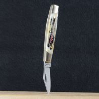 Складной нож TEKUT с двумя лезвиями, рукоятка кость (полная длина 13.6см, длина лезвия 7см)