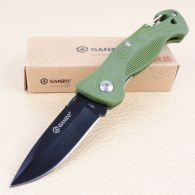 Нож складной Ganzo G611-G + свисток (длина: 19cm, лезвие: 7.5cm), хаки