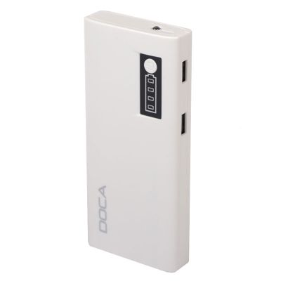 Внешнее зарядное устройство Power Bank DOCA D566II с LED дисплеем (13000mAh), белый ― fonarik.in.ua