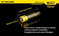 Аккумулятор литиевый Li-Ion 14500 Nitecore NL147 3.7V (750mAh), защищенный