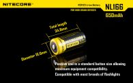 Аккумулятор литиевый Li-Ion CR123A Nitecore NL166 3.7V (650mAh), защищенный