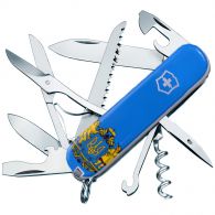Нож складной, мультитул Victorinox Huntsman Ukraine Герб (91мм, 15 функций), бело-голубой 1.3713.7R6