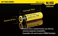 Аккумулятор литиевый Li-Ion 18650 Nitecore NL186 3.7V (2600mAh), защищенный