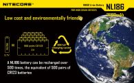 Аккумулятор литиевый Li-Ion 18650 Nitecore NL186 3.7V (2600mAh), защищенный