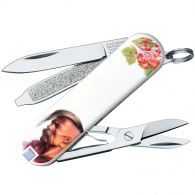 Нож складной, мультитул Victorinox Classic SD Ukraine Козак (58мм, 7 функций), белый 0.6223.7R2