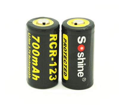 Аккумулятор литиевый Li-Ion CR123A / 16340 Soshine 3.7V (700mAh), защищенный