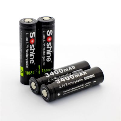 Аккумулятор литиевый Li-Ion 18650 Soshine (Panasonic) 3.7V (3400mAh), защищенный