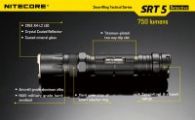 Фонарь Nitecore SRT5 Detective (Cree XM-L2 T6, 750 люмен, 8 режимов, 1x18650), черный