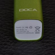 Внешнее зарядное устройство Power Bank DOCA D516 (2600mAh), зеленый
