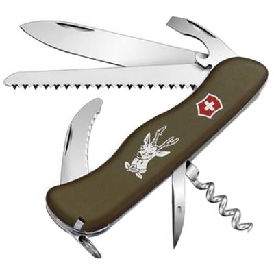 Нож складной, мультитул Victorinox Hunter (111мм, 12 функций), зеленый 0.8873.4 ― fonarik.in.ua