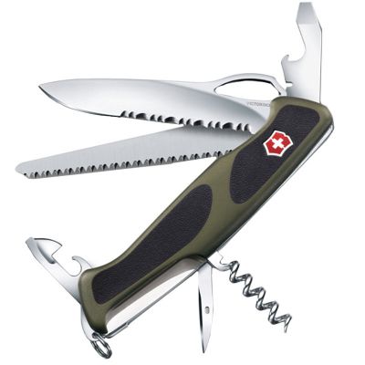 Нож складной, мультитул Victorinox Rangergrip 179 One Hand (130мм, 12 функций), зелено-черный 0.9563 ― fonarik.in.ua