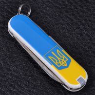 Нож складной, мультитул Victorinox Classic SD Ukraine Герб (58мм, 7 функций), желто-голубой 0.6223.7